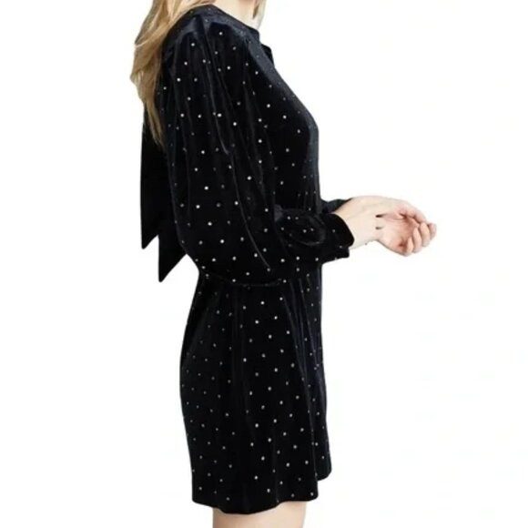Rebecca Minkoff Black Gwen Rhinestone Studded Velvet Dress Size 2 NWT - Picture 3 of 8